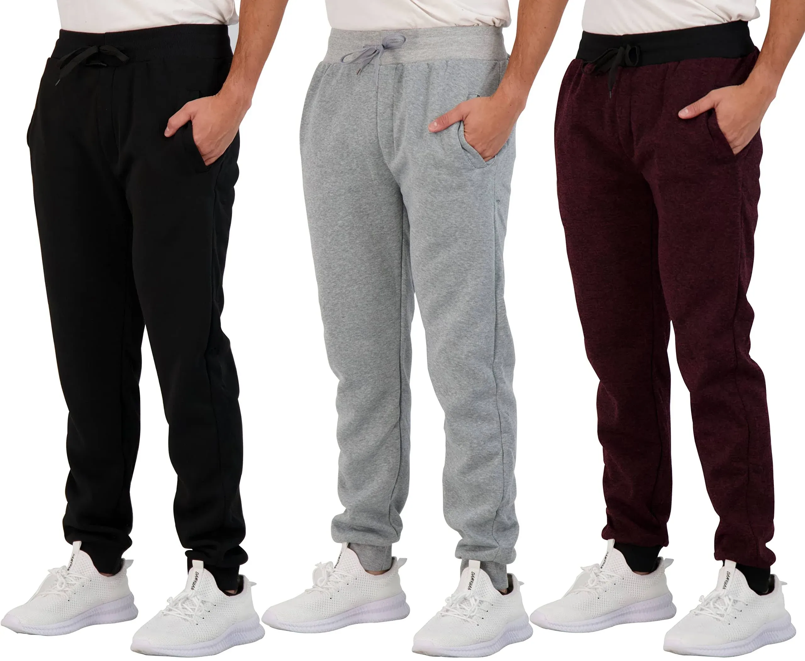 Real Essentials 3 Pack: Men's Tech Fleece Ultra-Soft Warm Jogger Athletic ...