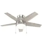 Hunter Alexander 44-in Brushed Nickel LED Indoor Flush Mount Ceiling Fan with Light (5-Blade)Hunter Alexander 44-in Brushed Nickel LED Indoor Flush Mount Ceiling Fan with Light (5-Blade)