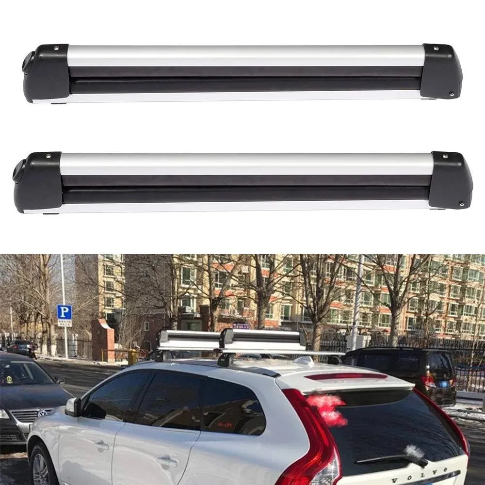 ECCPP Universal Ski/Snowboard Roof Rack,Ski Roof Carrier Fit Most Vehicles Equipped Cross Bars w/Key