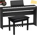 Roland FP-30X 88-Key Digital Piano - Black Bundle with Roland KSC-70 Stand, Roland KPD-70 Three Pedal Unit, Bench, Online Piano Lessons, Instructiona