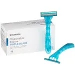 McKesson Twin-Blade Disposable Razor, Blue - Box/50