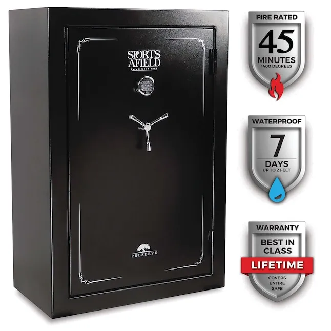 Sports Afield Preserve 40-Gun Fireproof and Waterproof Electronic/Keypad Gun Safe in Black | SA5940P