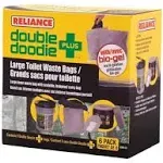 Reliance Double Doodie Lrg Toilet Waste Bag w Bio-Gel 6 Pack, Black