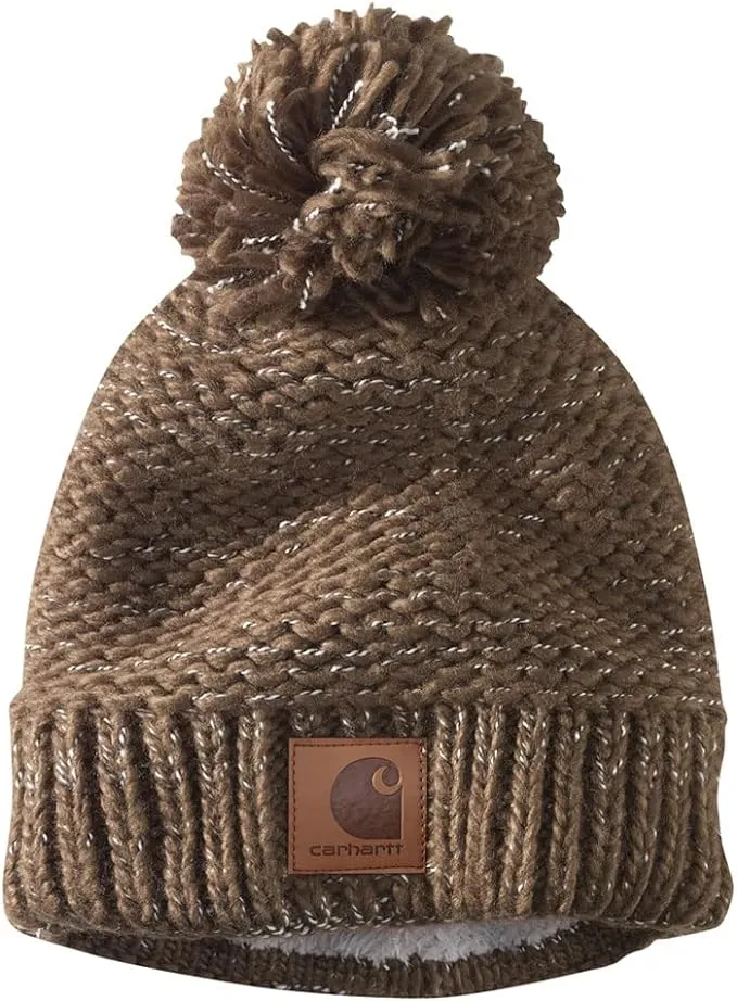 Carhartt Women's Rib Knit Sherpa-Lined PomPom Beanie