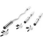 Marcy Olympic Hollow Bar Kit Chrome Curl Bar Dumbbell Handles and Spring Collars