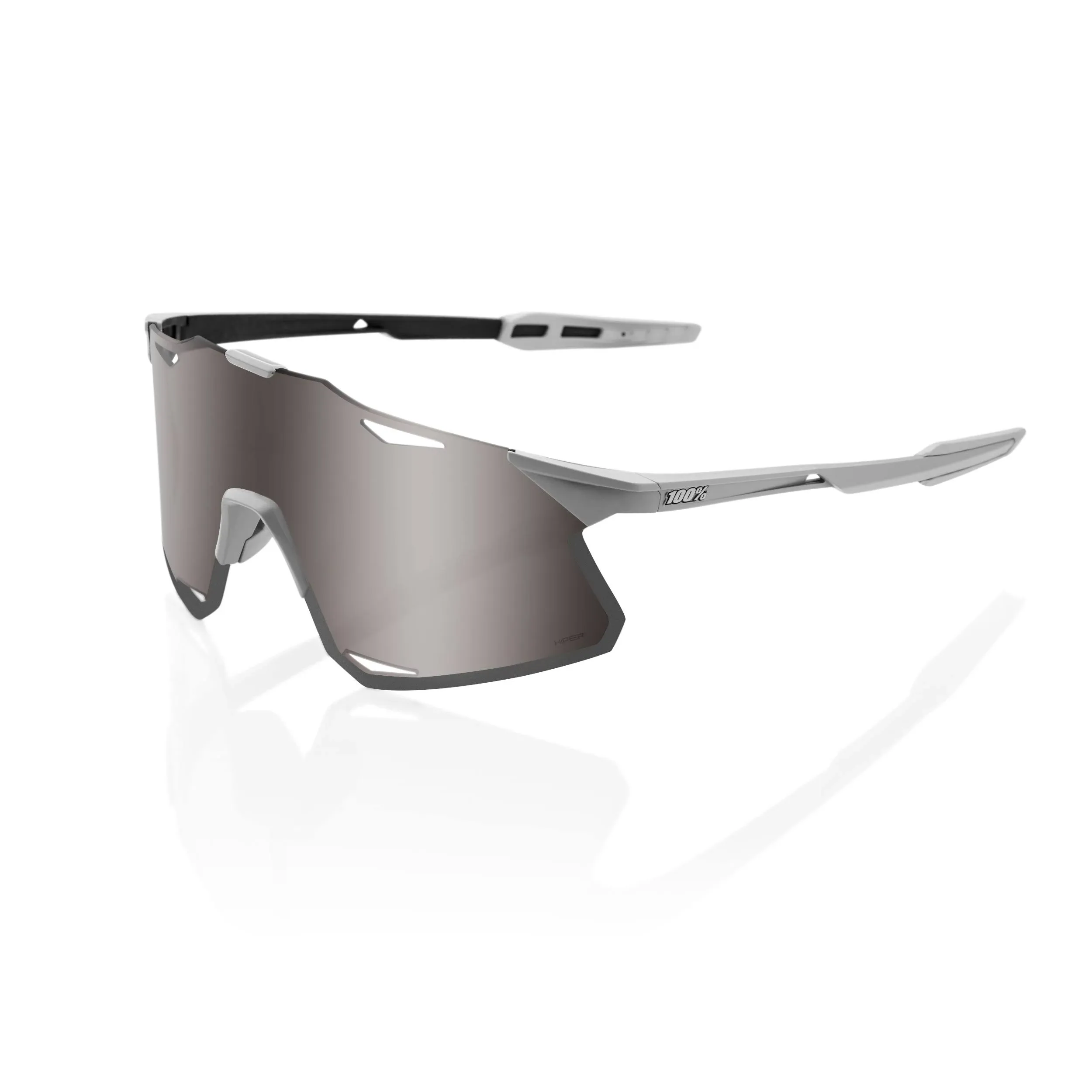 100% Hypercraft Sunglasses Matte Stone Grey; HiPER Silver Mirror