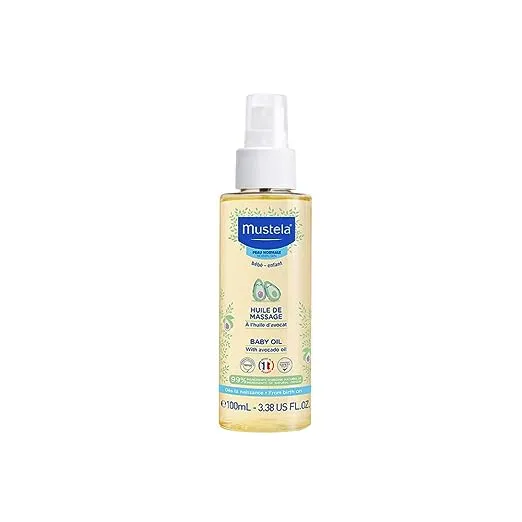 Mustela Baby Oil - Moisturizing Oil for Massage - with Natural Avocado, Pomegranate & Sunflower Oil - 3.38 fl. Oz (Pack of 1)Mustela Baby Oil - Moisturizing Oil for Massage - with Natural Avocado, Pomegranate & Sunflower Oil - 3.38 fl. Oz (Pack of 1)