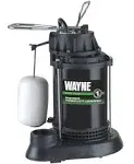 Wayne SPF33-1/3 Epoxy Coated Steel and Thermoplastic Submersible Sump Pump-Up to 3,750 Gallons Per Hour-Long Lasting and Durable Construction, 1/3 HP, No Color