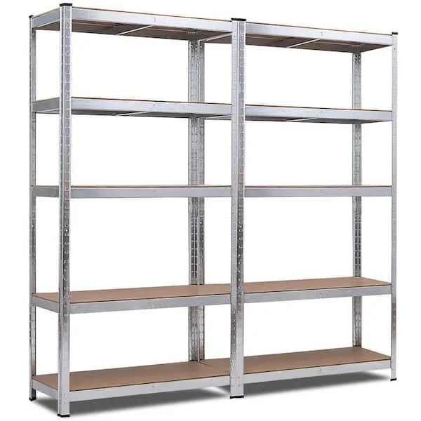 Costway 2 Pcs 72-Inch 5-Tier Storage Rack Adjustable Garage Shelf Shelving Unit ...