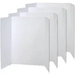 Pacon 80% Recycled Single-Walled Tri-Fold Presentation Boards, 48" x 36", White, Carton Of 4