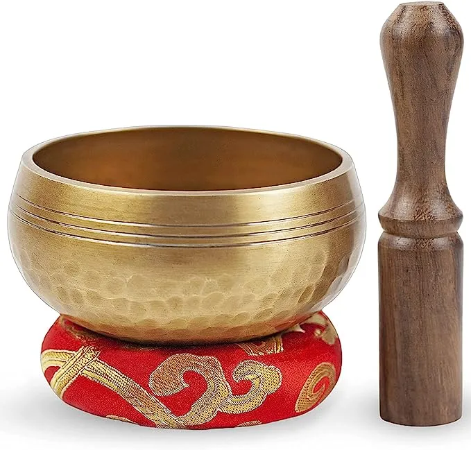 Himalayan Bazaar Tibetan Singing Bowl Set - Easy to Play for Beginners - Authentic Handcrafted Mindfulness Meditation Holistic Sound 7 Chakra Healing Gift by Himalaya