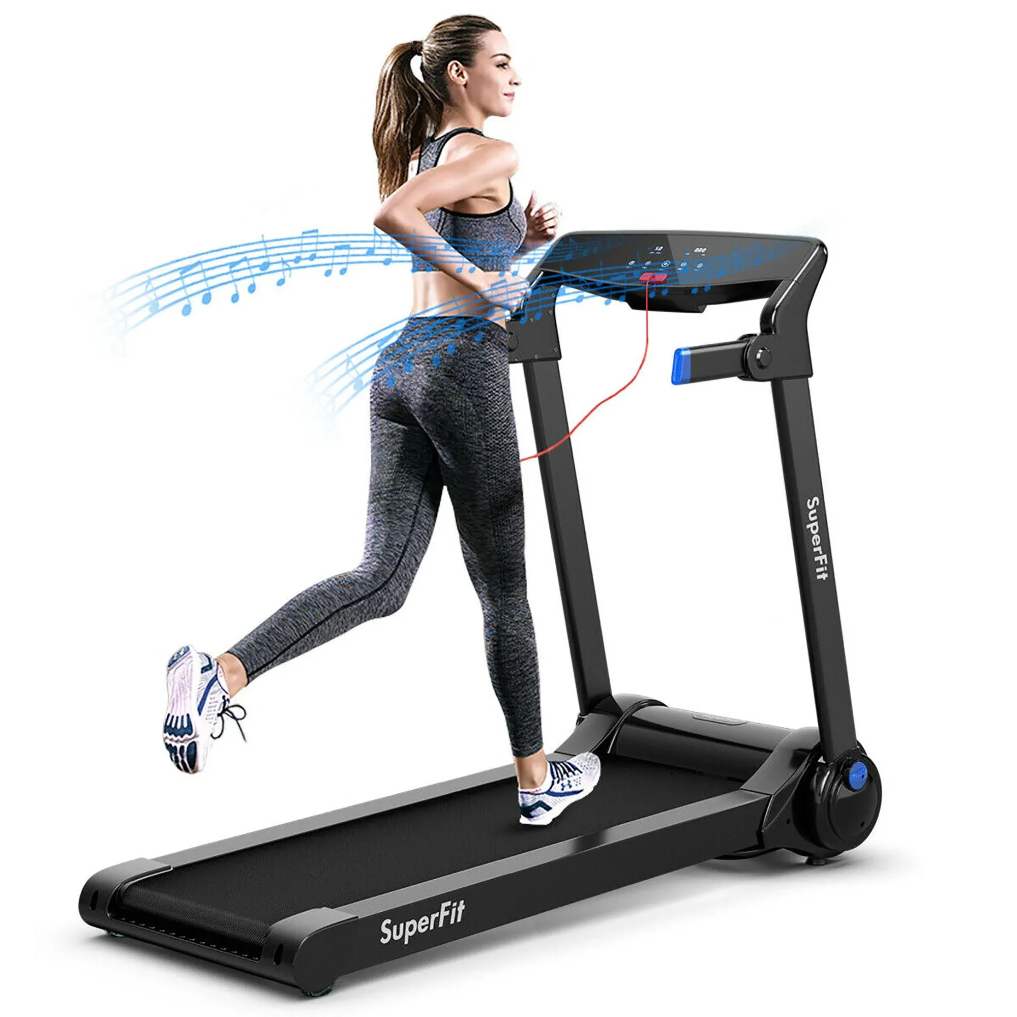 Folding Electric Treadmill 3.0HP Exercise Running Machine w/ App Control Blue