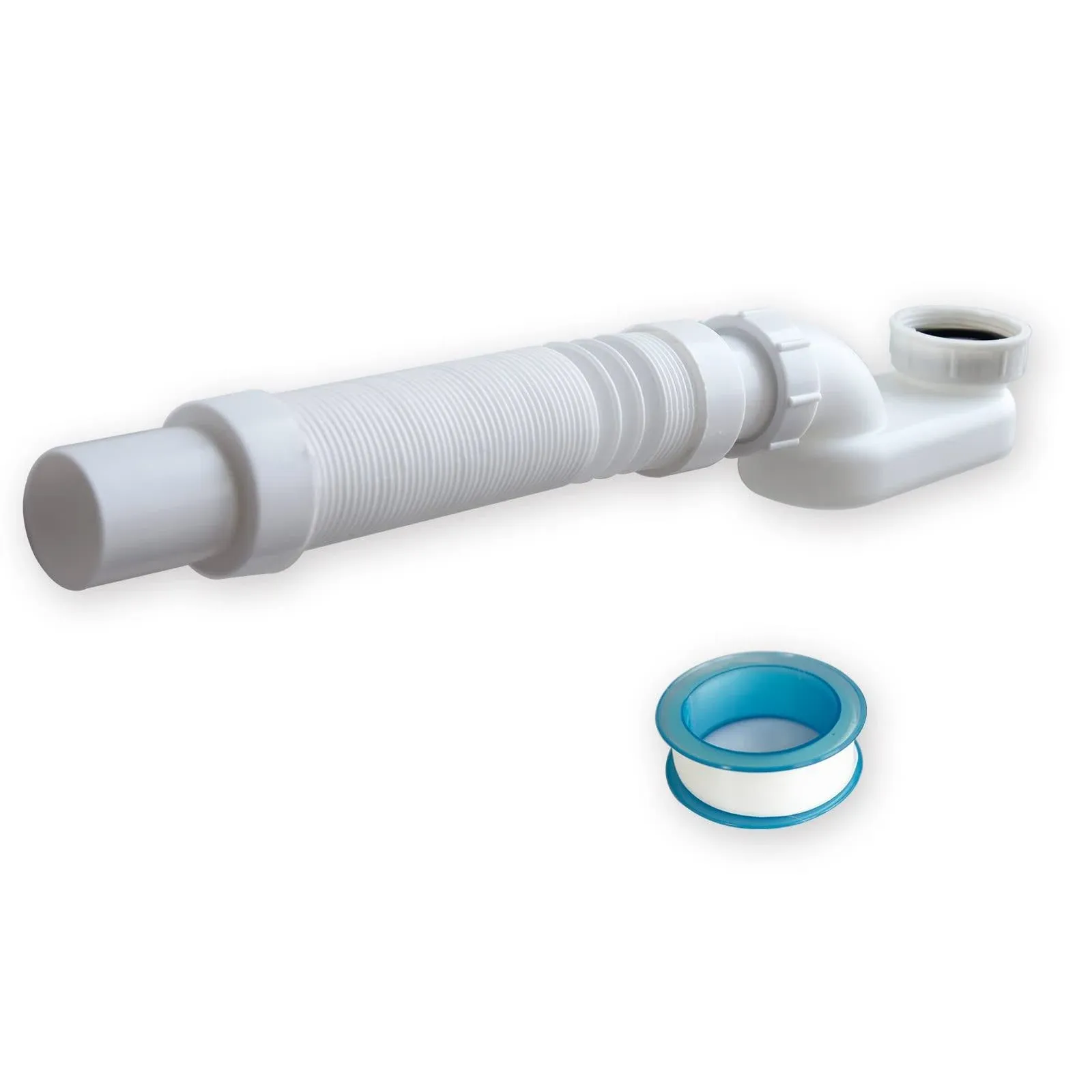 Bathtub Shower Drain Pipe, Low Profile Flat 1 1/2 P Trap Kit, Flexible White 