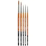 KINGART Radiant Taklon Brushes, Series 6000 Round, Set of 5,Brown