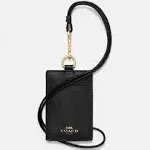 NWT COACH Black Crossgrain Leather ID Lanyard Women Men