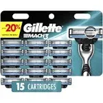 Gillette Mach3 Men's Razor Blade Refills 15 ct Carded Pack