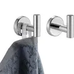 JQK Chrome Bathroom Towel Hook, 304 Stainless Steel Coat Robe Clothes Hook for Bathroom Kitchen Garage Wall Mounted (Pack of 2), TH100-CH-P2