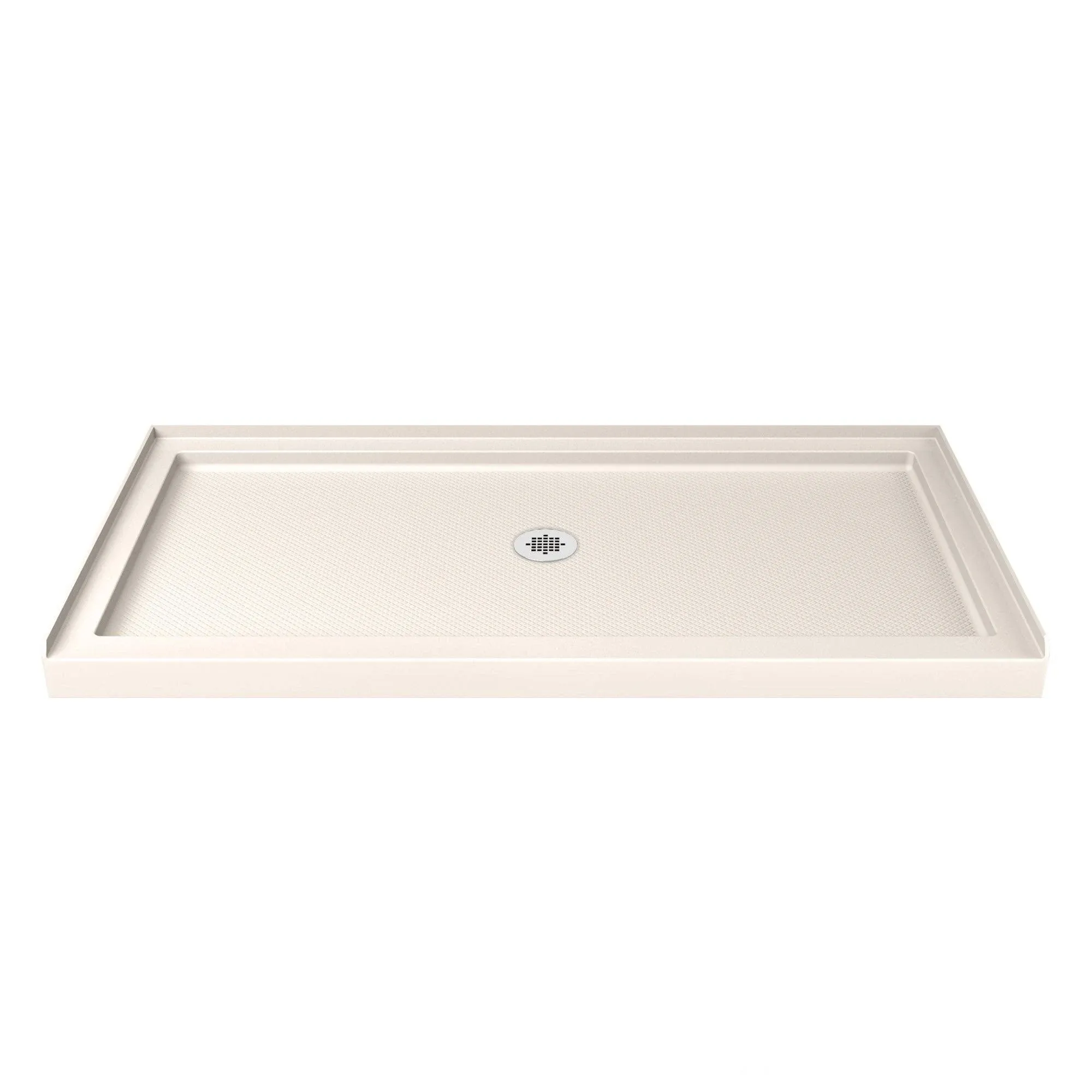 DreamLine Slimline 34 in. D x 54 in. W x 2 3/4 in. H Center Drain Single Threshold Shower Base in Biscuit