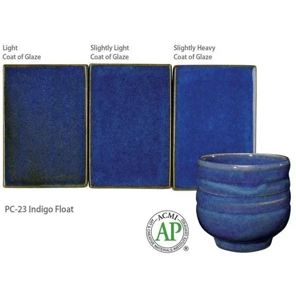 AMACO Potter&#039;s Choice Glaze, PC-23 Indigo Float, Opaque, Pint