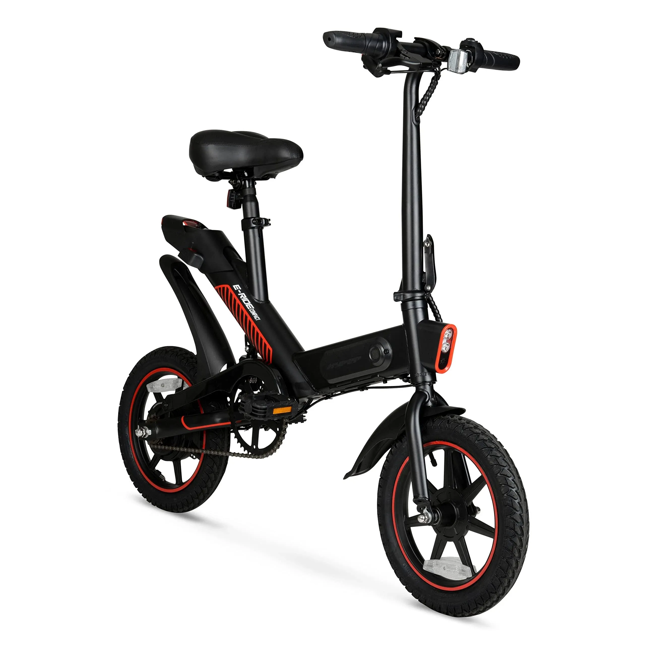 Hyper - Foldable Compact Electric Bike w/ 15 mile Max Operating Range & 15.5 MPH Max Speed - Black