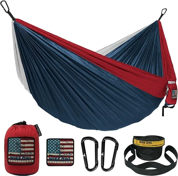 Wise Owl Outfitters Camping Hammock - Camping Essentials, Portable Hammock Single or Double Hammock for Outdoor, Indoor w/Tree Straps