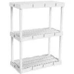 Gracious Living 3 Shelf Knect-A-Shelf Fixed Height Light Duty Storage Unit,White