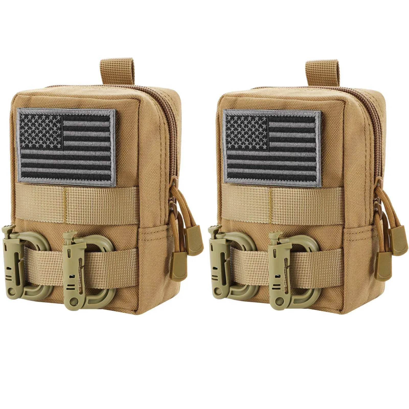 FRTKK 2 Pack Molle Pouches - Tactical Compact Water-Resistant EDC Pouch Bag Small Utility Pouch