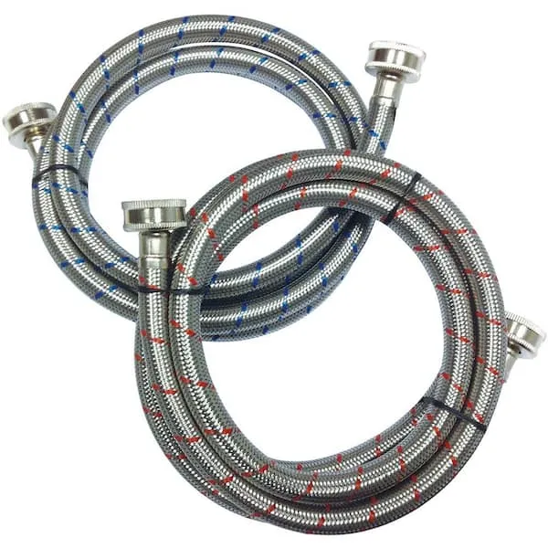 ABT Hot and Cold Stainless Steel Braided Washing Machine Hose Set