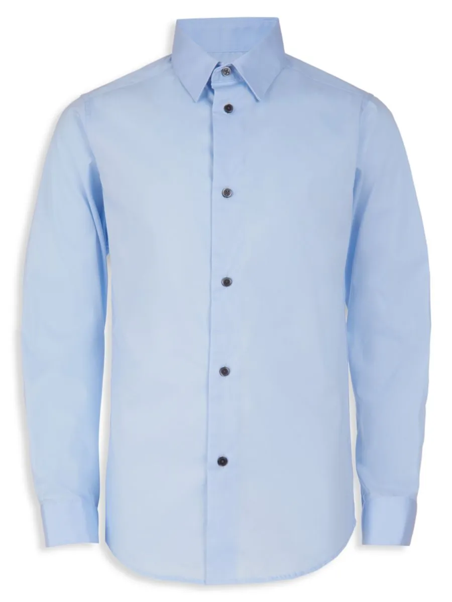 Calvin Klein Boys' Slim Fit Solid Stretch Poplin Shirt