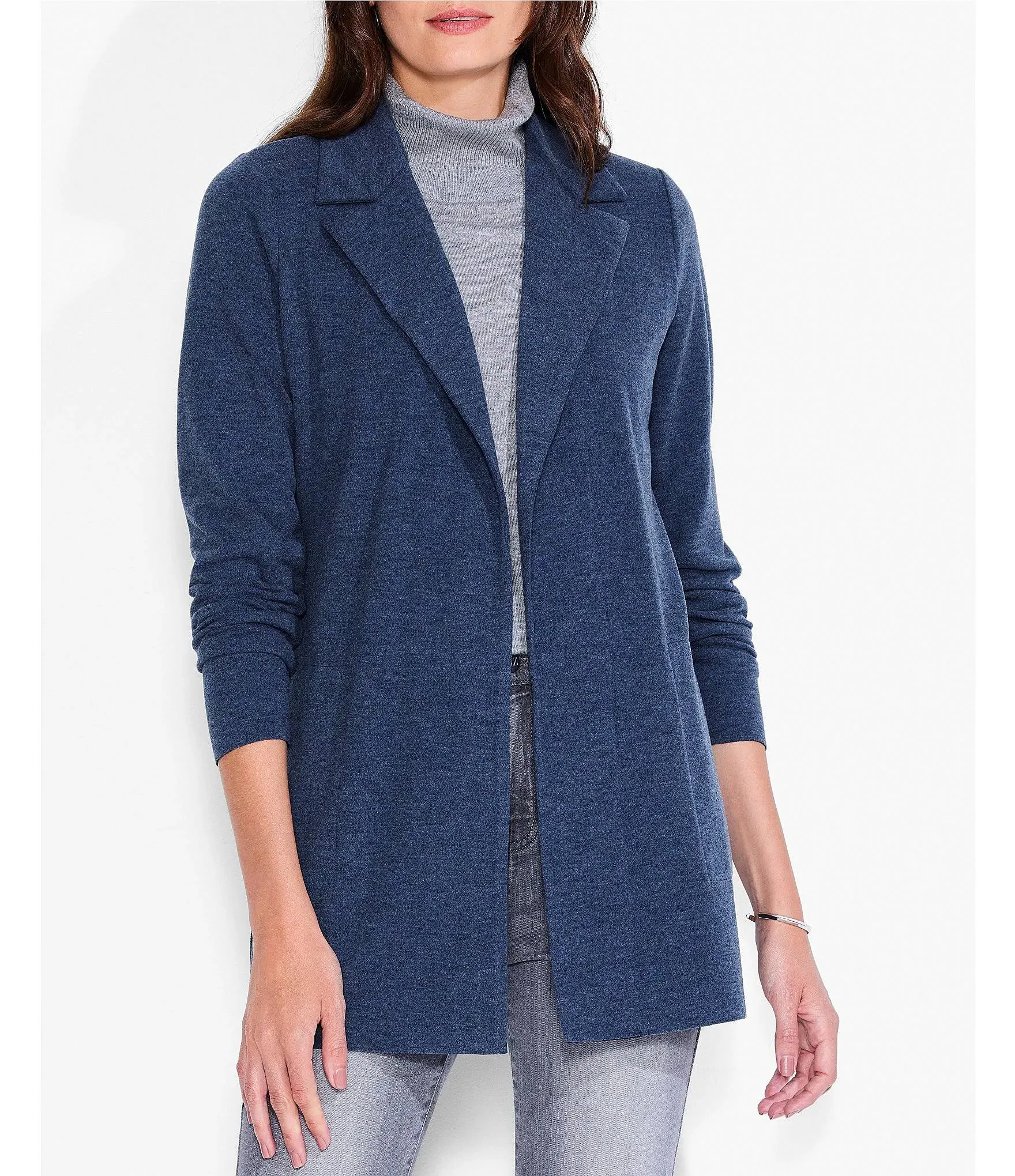 NIC+ZOE All Day Comfort Knit Blazer - Blue - Size L - Dark Indigo