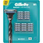 Gillette 20 Count Mach3 Men&#039;s Razor Cartridges Blade Refills Handle Not Included