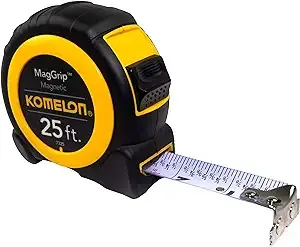 Komelon 7325; 25&#039; X 1&#034; Magnetic Maggrip Tape Measure, Yellow/Black