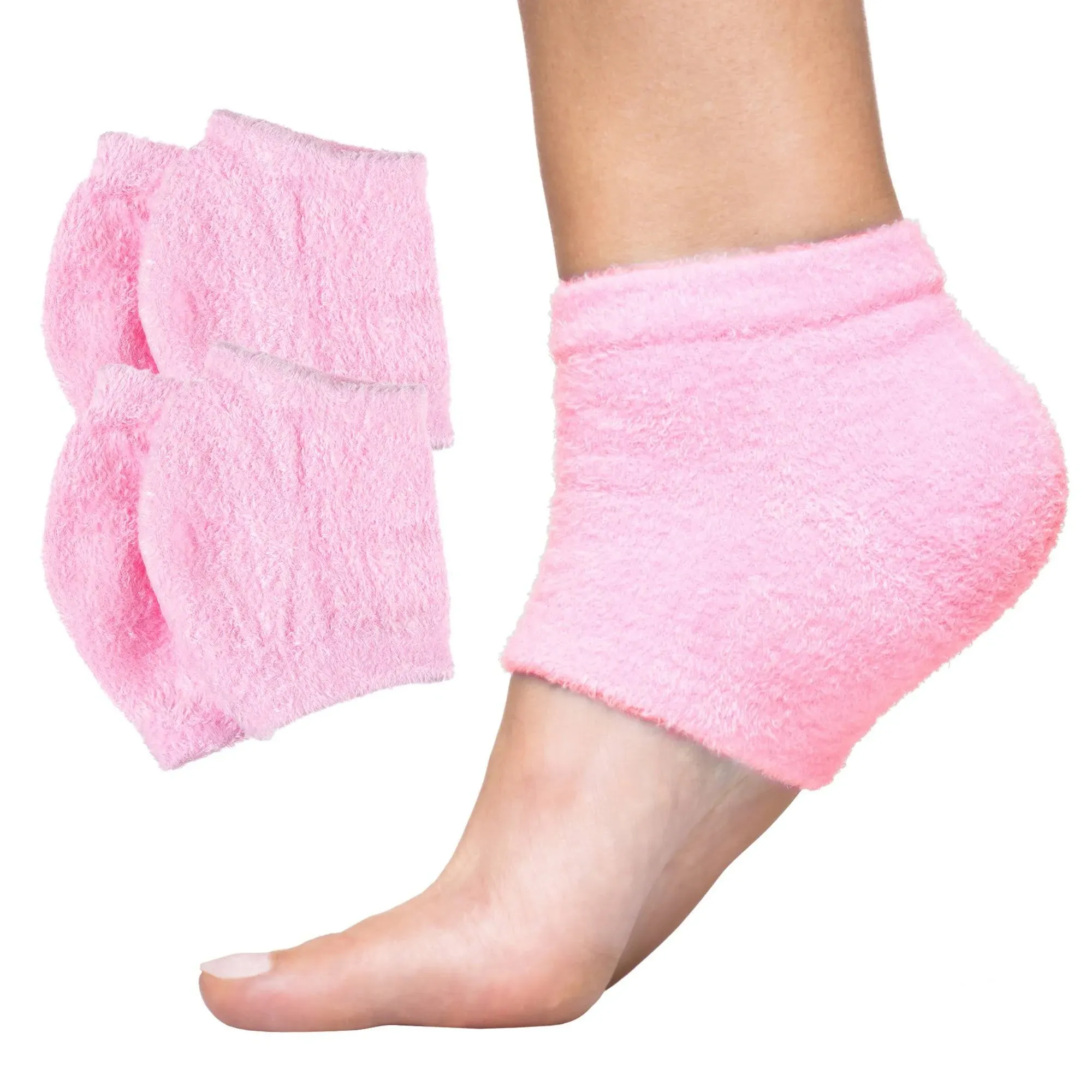 ZenToes Fuzzy Moisturizing Gel Heel Socks - Pink