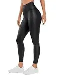 Retro Gong Womens Faux Leather Leggings Medium Black Stretch High Waisted