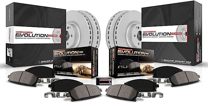 2010 Toyota Prius Front and Rear Genuine Geomet Coated Rotor and Low-Dust Ceramic Brake Pad Kit CRK5871 by Powerstop®