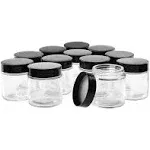 2oz Jars with Lids, HOA Kinh 40 Pack Clear Glass Jars with Lids Empty Cosmetic Containers Round Airtight Glass Jar with Black Lids for Storing Lotions Powders Ointments