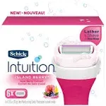 Schick Intuition Island Berry Pack Of 6 Cartridges (4 Blades) Lather &amp; Shave AV