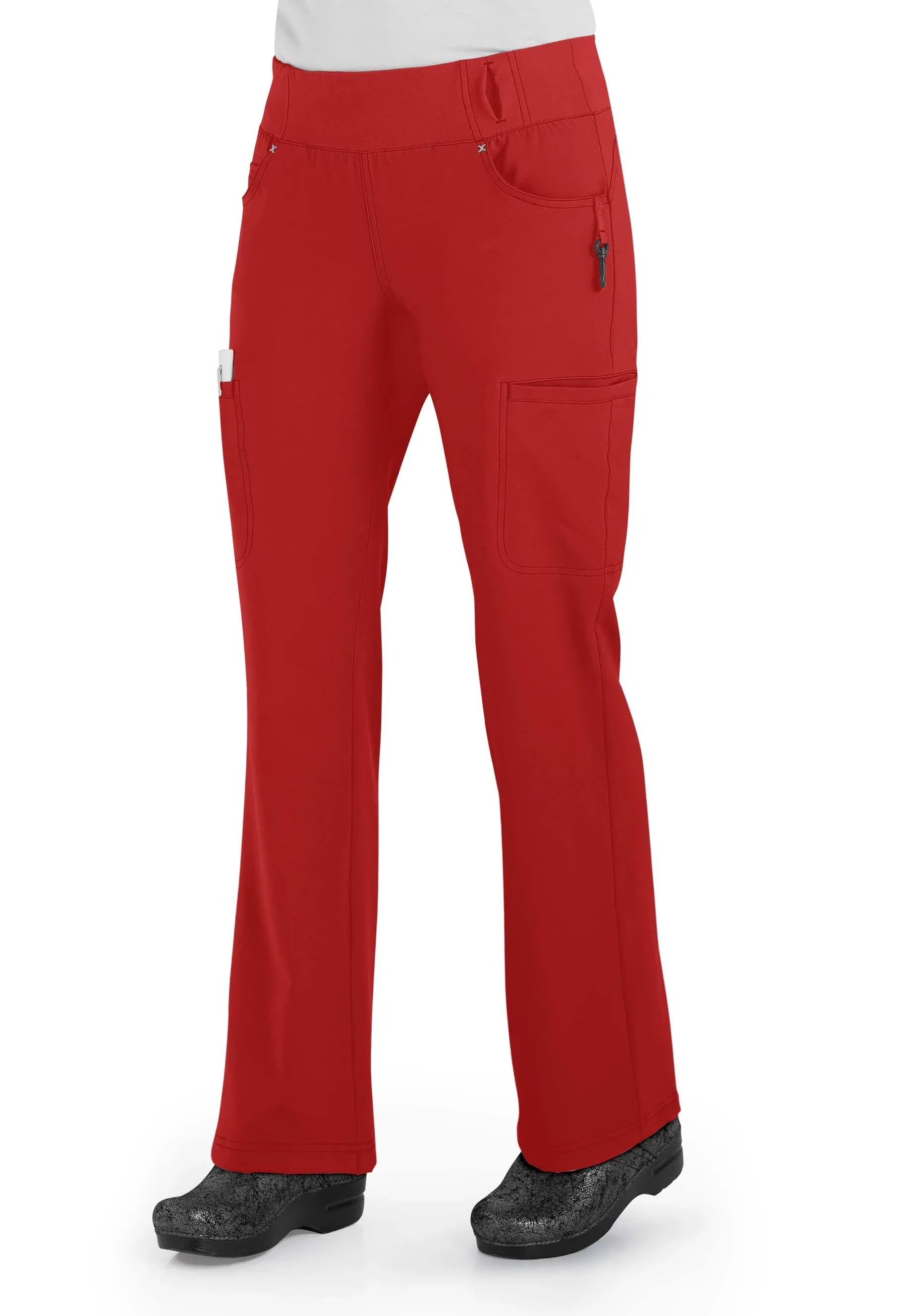 Cherokee CK002 Iflex Women's Mid Rise Straight Leg Pull-On Scrub Pant Red / Medium