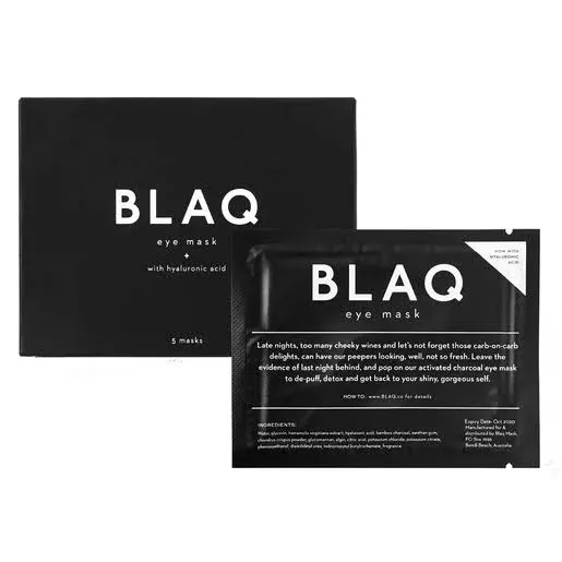 Activated Charcoal Eye Mask with Hydrogel by Blaq -Depuffing Eyes & Dark Circles