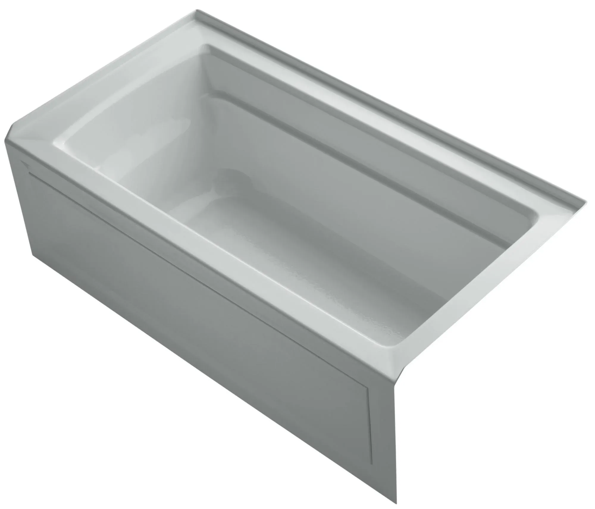 KOHLER K-1123-RA-95 Archer 60" X 32" Alcove Bath with Integral Apron, Integral Flange and Right-Hand Drain - Ice Grey