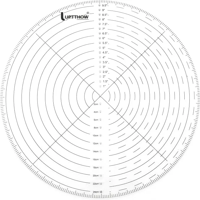 UPTTHOW 10" Round Center Finder Compass Clear Acrylic for Drawing Circles On Fabric, Wood, Poster Board, Plastic, Metal, Glass, Composites Also for