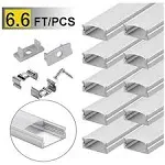 StarlandLed 10-Pack 6.6ft/ 2 Meter U Shape LED Aluminum Channel System with Milk