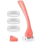 Billie Razors for Women Shave Kit – Women’s Razor + 4 x 5-Blade Razor Refills + Magnetic Holder – Coral