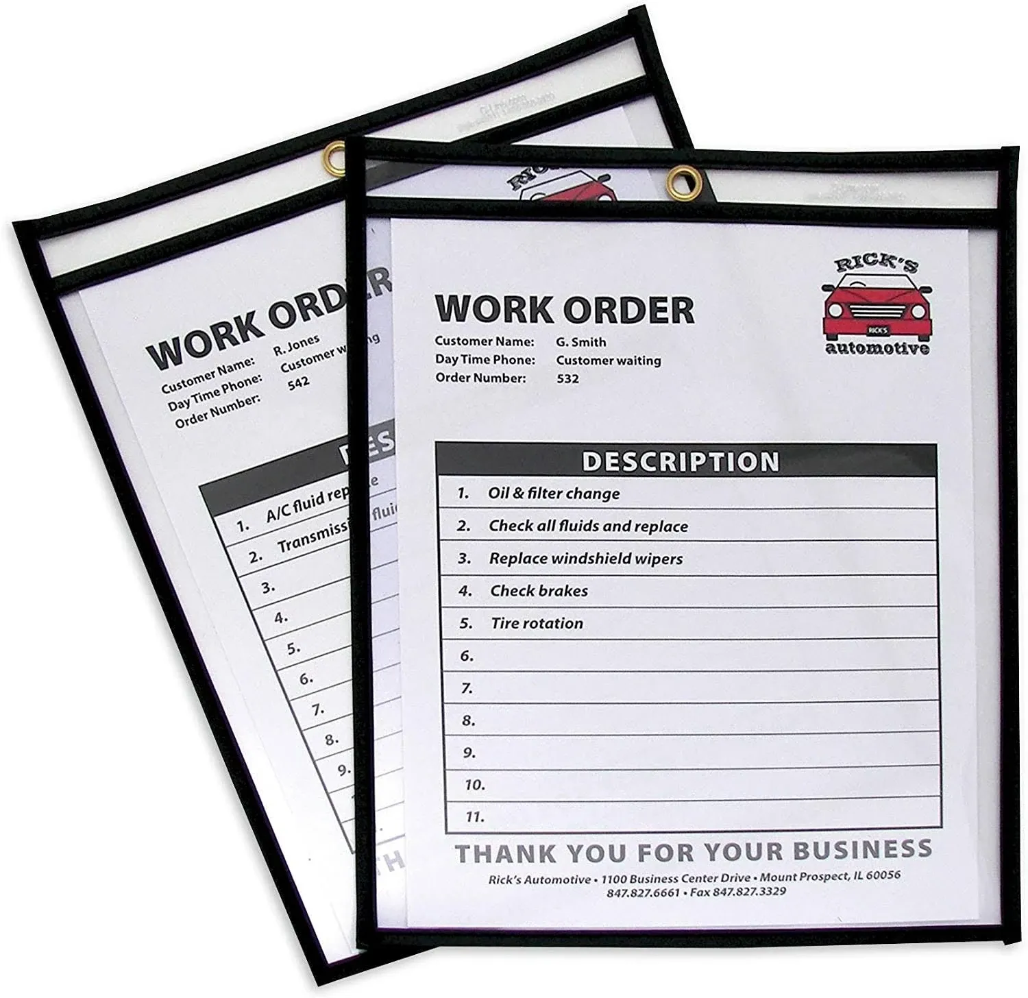 C-Line Vinyl Job Ticket Holders, 8-1/2" x 11", Clear with Black Edges25/Box (46911)