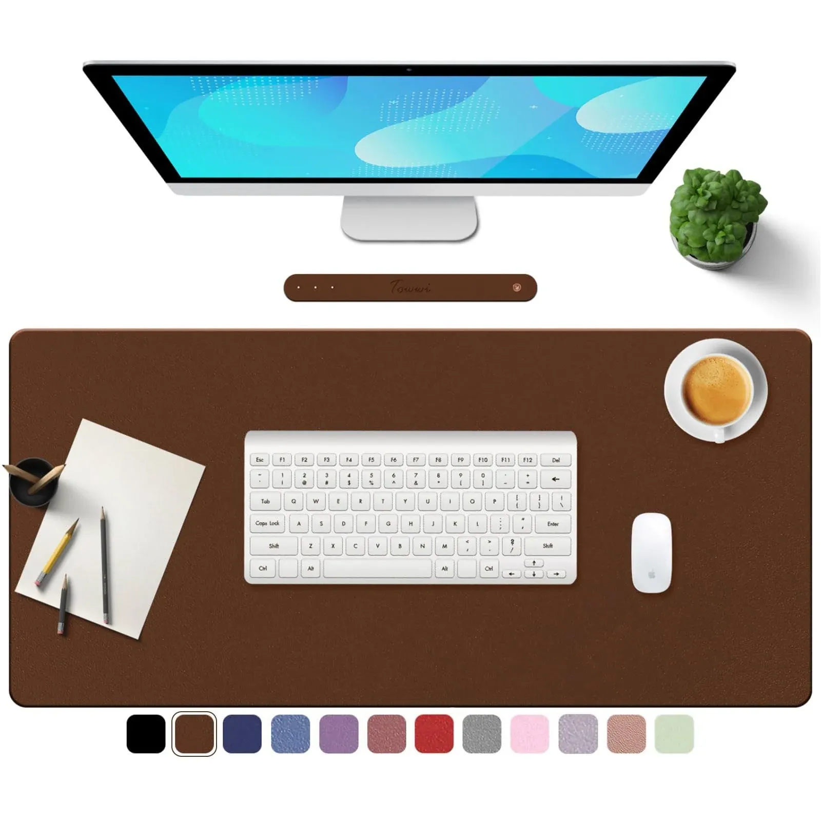 PU Leather Desk Pad with Suede Base Multi-Color Non-Slip Mouse Pad 36” x 17” ...