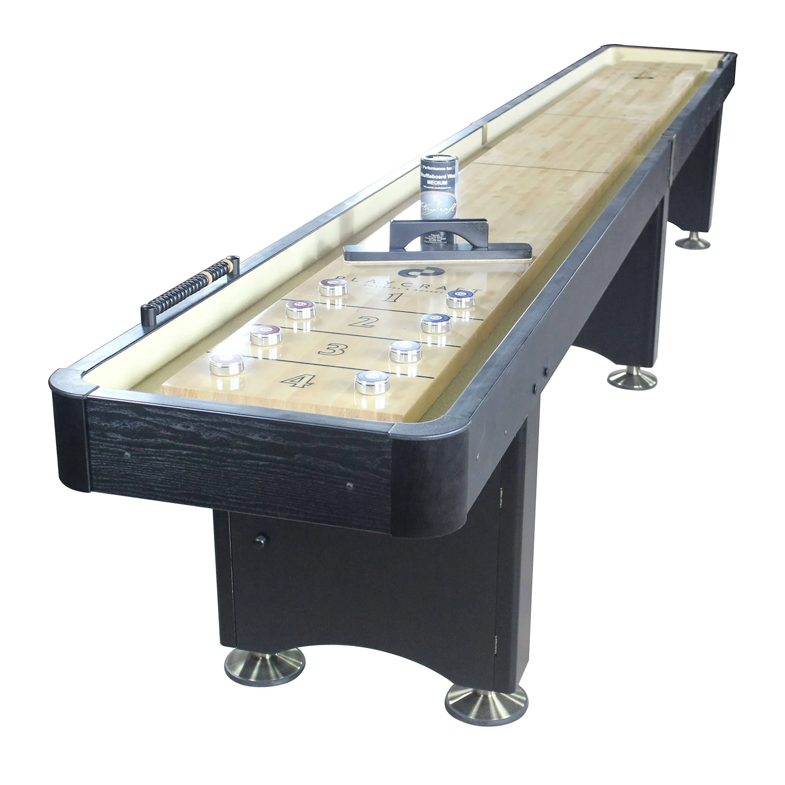 Playcraft Woodbridge Black 14' 2 Piece Construction Shuffleboard Table