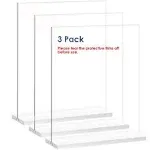 ® 8.5x11 Acrylic Sign Holder 3 Pack Vertical Double-Sided Display Optional 8....