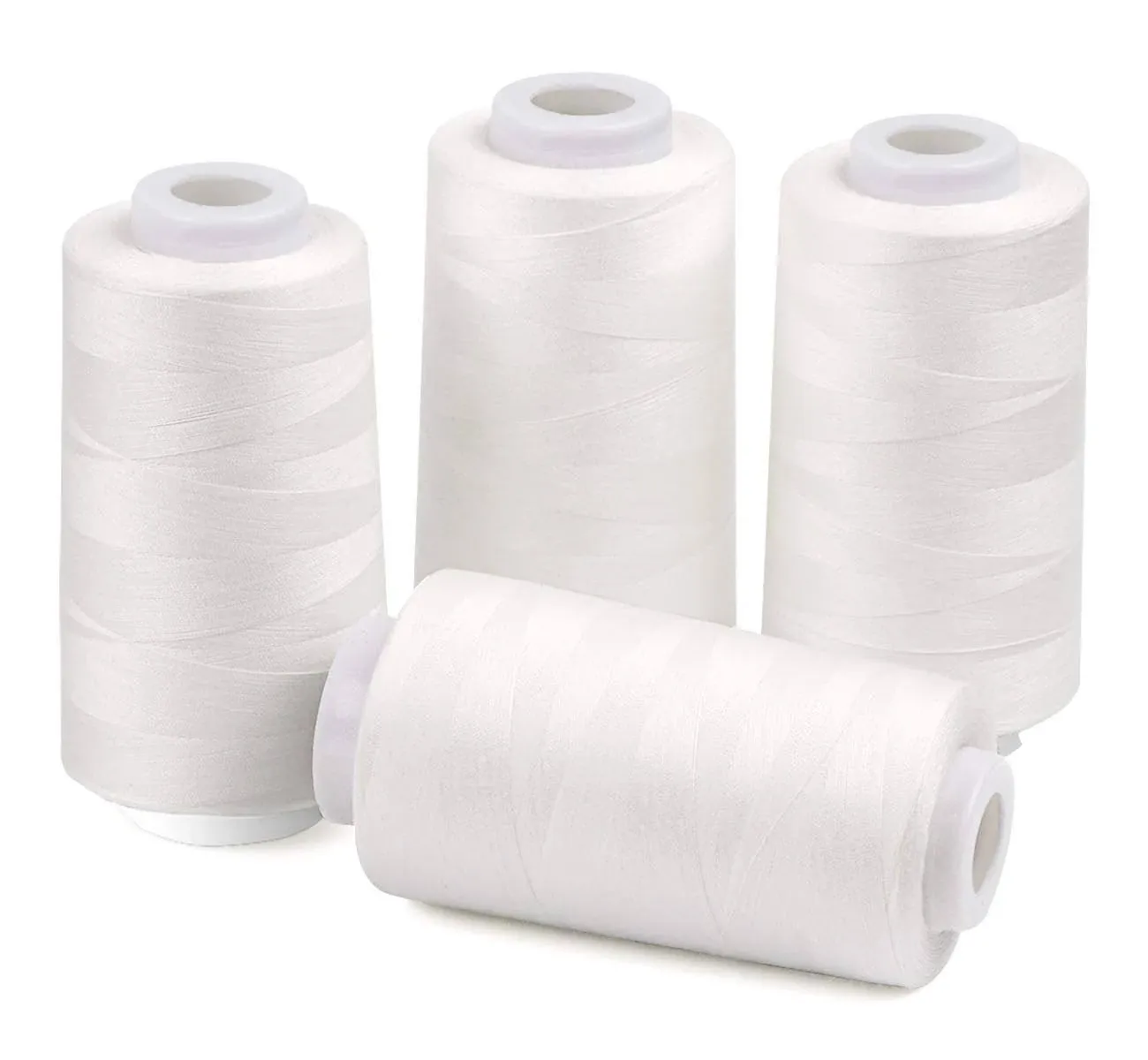 ilauke 4 x 3000 Yards Serger Thread Spools White Polyester Sewing Thread Overlock Cone