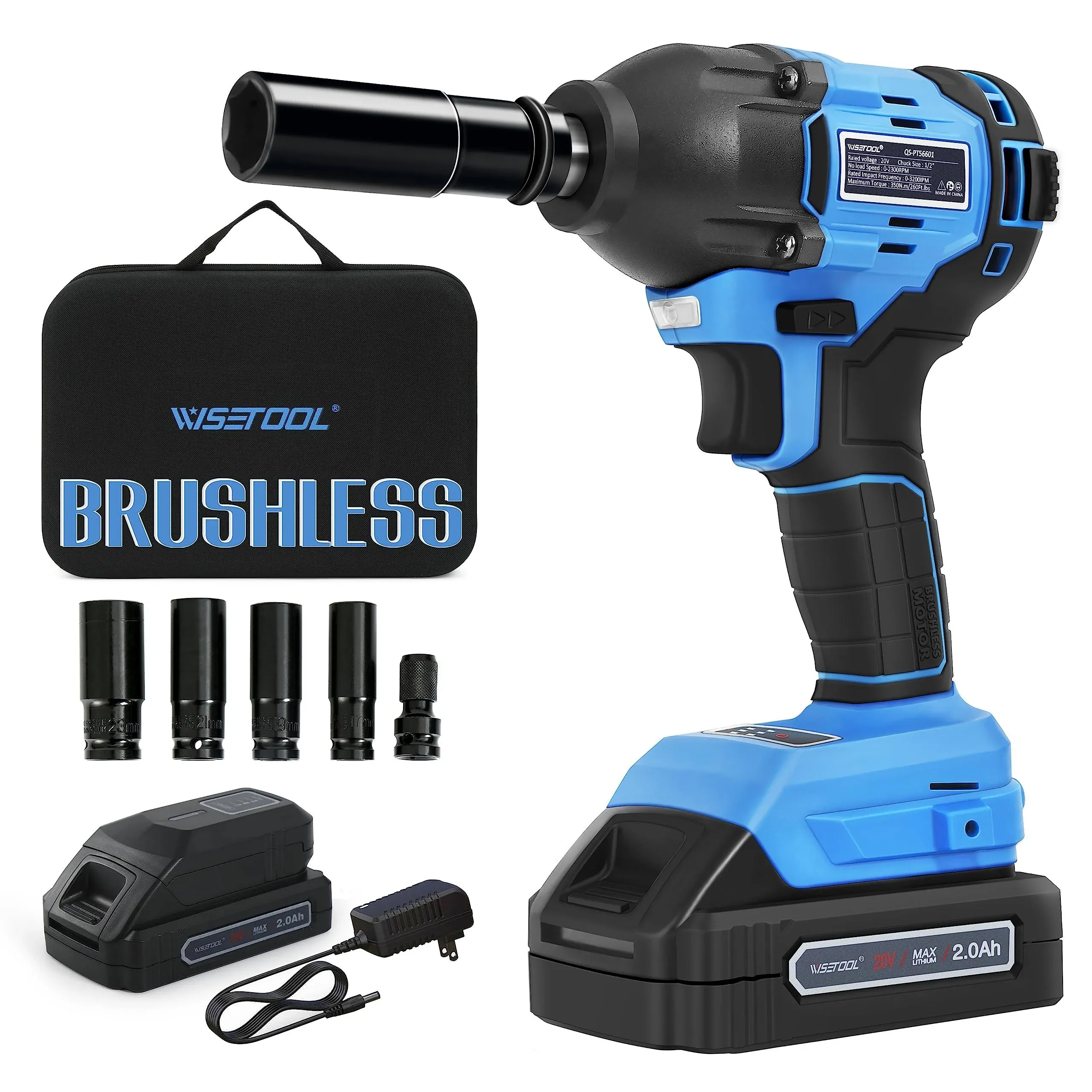 WISETOOL Cordless Impact Wrench1/2 inch Electric Impact WrenchBrushles<wbr/>s Power...