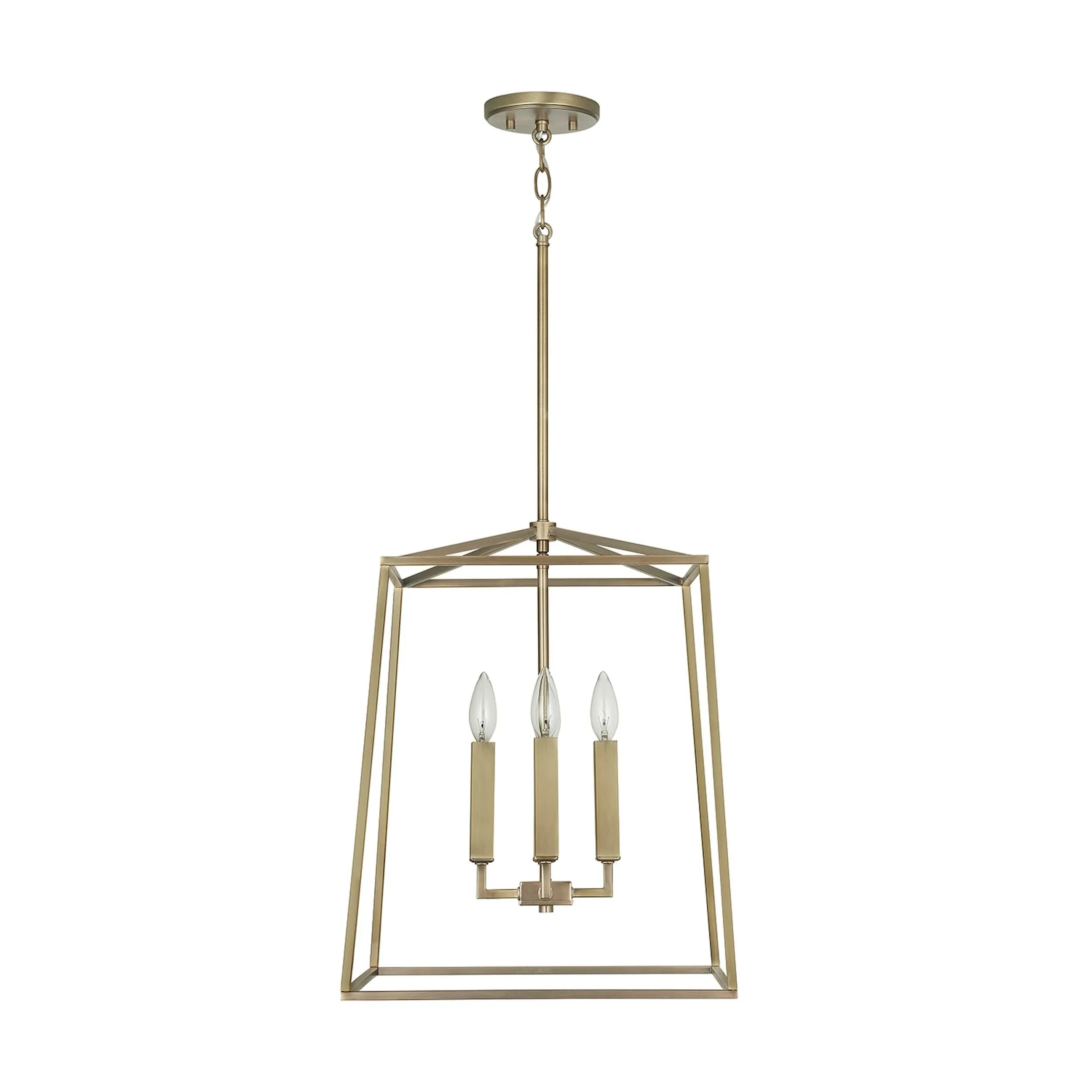 Capital Lighting 537642AD Thea Lantern Foyer Pendant, 4-Light 240 Total Watts, 20" H x 16" W, Aged Brass